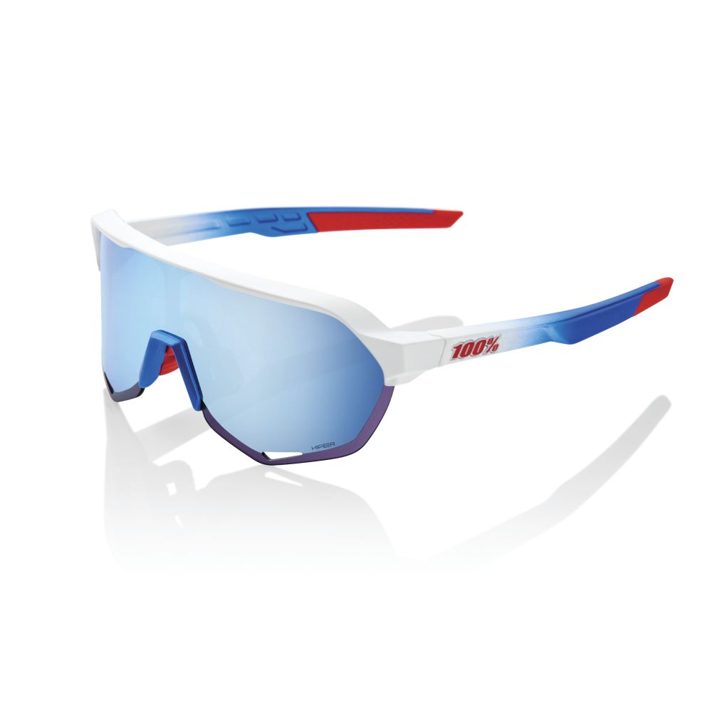 S2 - Total Energies Team Matte White / Metallic Blue - HiPER Blue Multilayer Mirror Lens